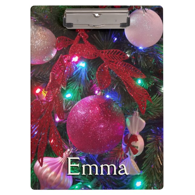 Multicolor Christmas Tree Colorful Holiday Clipboard (Front)