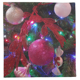 Multicolor Christmas Tree Colorful Holiday Cloth Napkin