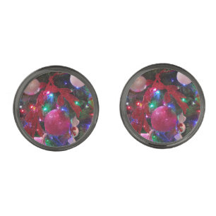 Multicolor Christmas Tree Colorful Holiday Cufflinks
