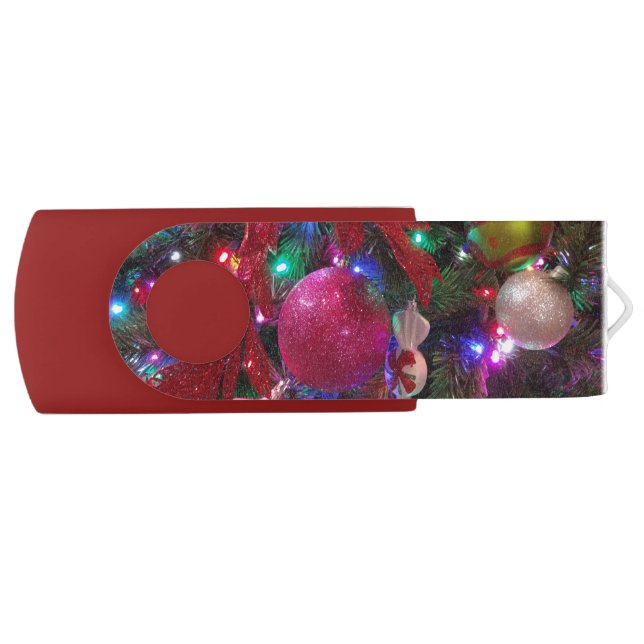 Multicolor Christmas Tree Colorful Holiday Flash Drive (Front)