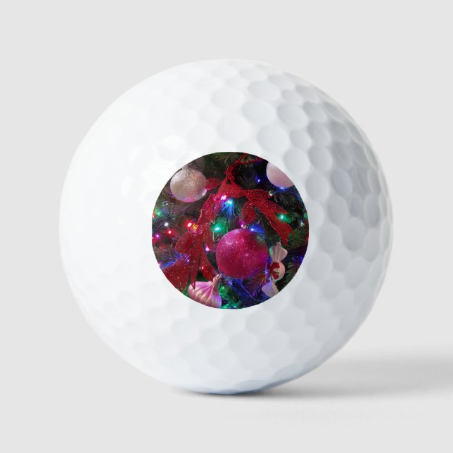 Multicolor Christmas Tree Colorful Holiday Golf Balls (Front)