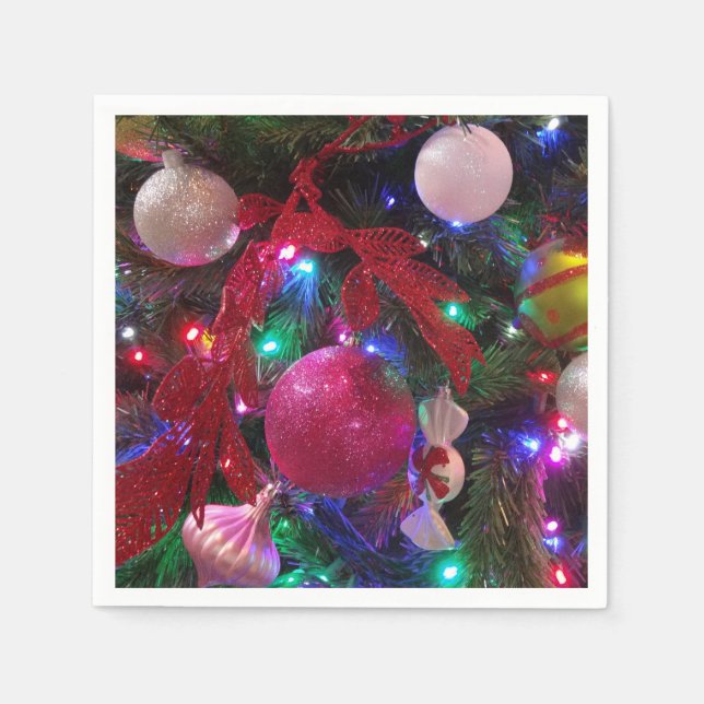 Multicolor Christmas Tree Colorful Holiday Napkins (Front)