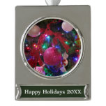Multicolor Christmas Tree Colorful Holiday Silver Plated Banner Ornament