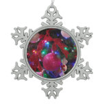 Multicolor Christmas Tree Colorful Holiday Snowflake Pewter Christmas Ornament