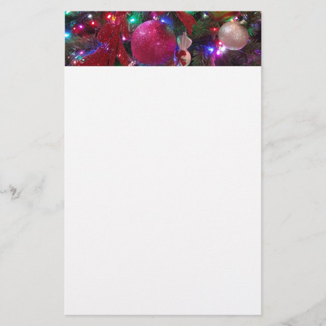 Multicolor Christmas Tree Colorful Holiday Stationery (Front)