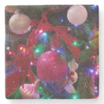 Multicolor Christmas Tree Colorful Holiday Stone Coaster