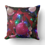 Multicolor Christmas Tree Colorful Holiday Throw Pillow