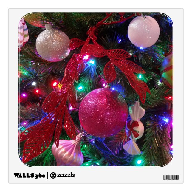 Multicolor Christmas Tree Colorful Holiday Wall Decal (Front)