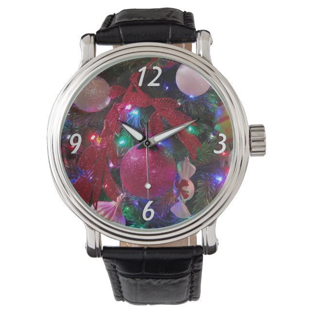 Multicolor Christmas Tree Colorful Holiday Watch (Front)