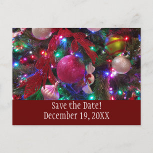 Multicolor Christmas Tree Colorful Save the Date Announcement Postcard