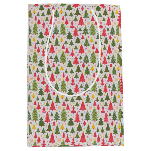 Multicolor Christmas Tree Medium Gift Bag (Front)