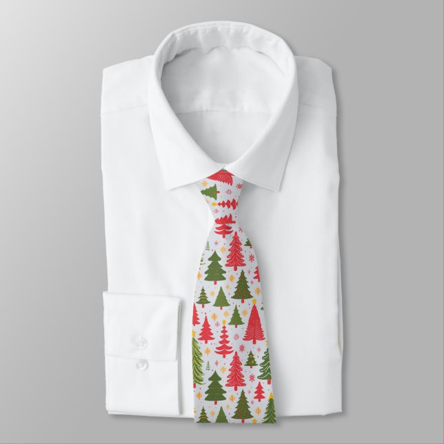 Multicolor Christmas Tree Neck Tie (Tied)