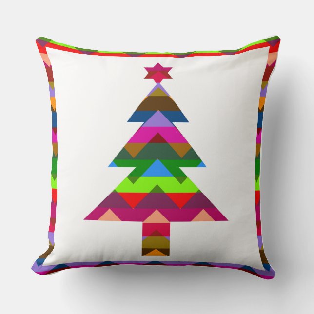 Multicolor Christmas Trees #2 Throw Pillow (Front)