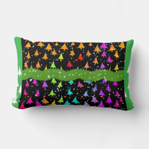 Multicolor Christmas Trees Lumbar Pillow