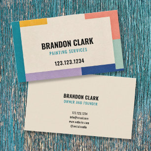 Multicolor Color-Block Frame Border Painting Business Card