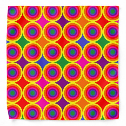 Multicolor Colorful Rainbow Circles Retro Mod Cool Bandana