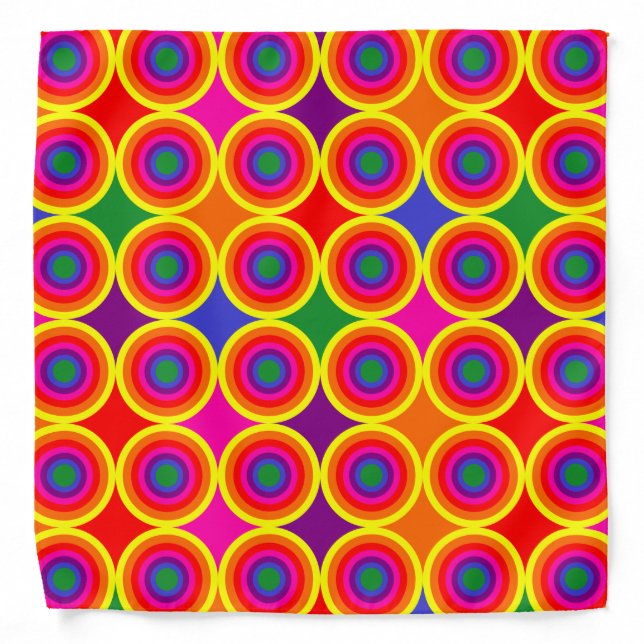 Multicolor Colorful Rainbow Circles Retro Mod Cool Bandana (Front)