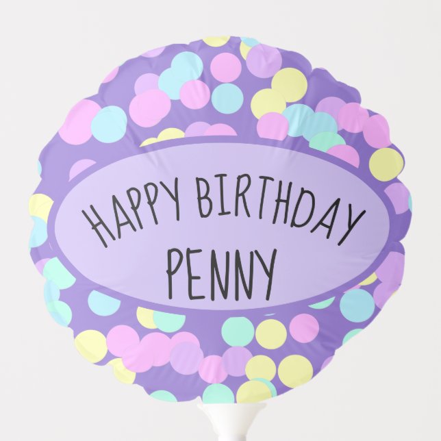 Multicolor Confetti Personalized Birthday Balloon (Front)