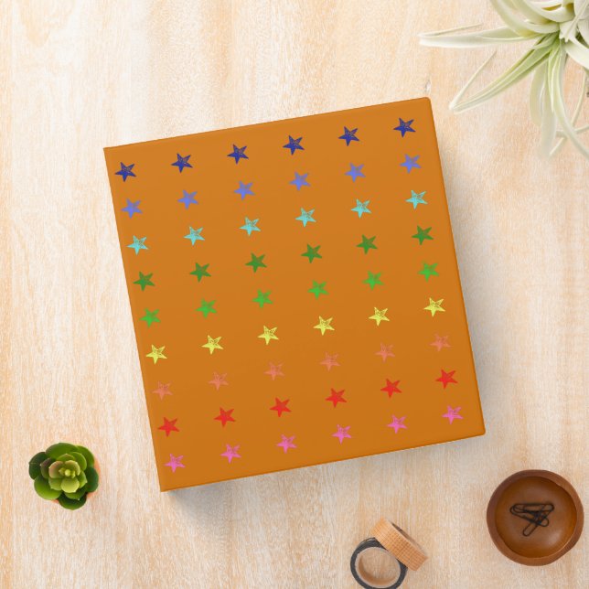Multicolor Crayon Stars 3 Ring Binder (In Situ)