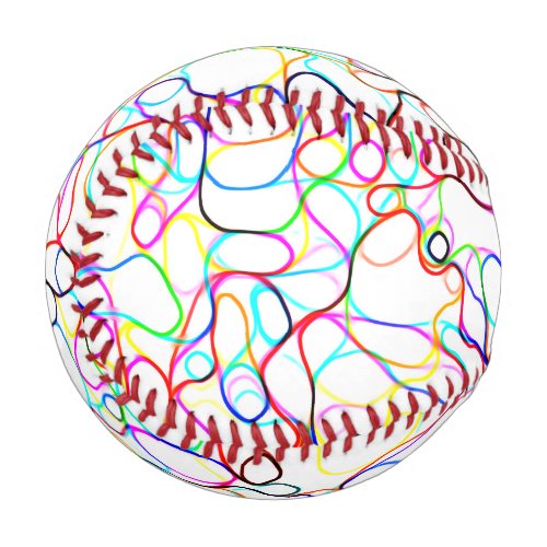 Multicolor Curvy Abstract Art Baseball