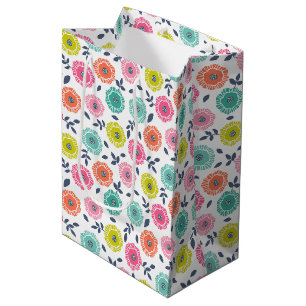 multicolor cute floral pattern medium gift bag