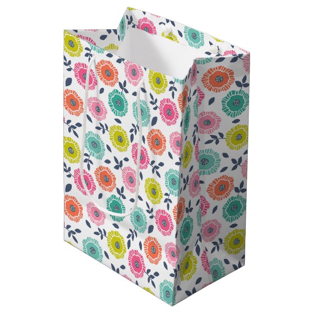 multicolor cute floral pattern medium gift bag (Front Angled)