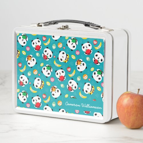 Multicolor Cute Panda Cartoon Healthy Fun Fruit Metal Lunch Box