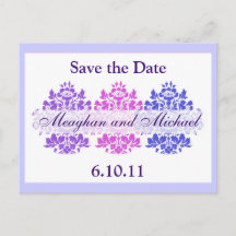 Multicolor Damask Save the Date