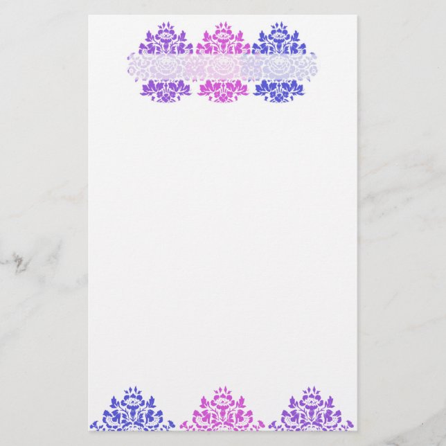 Multicolor Damask Stationery (Front)