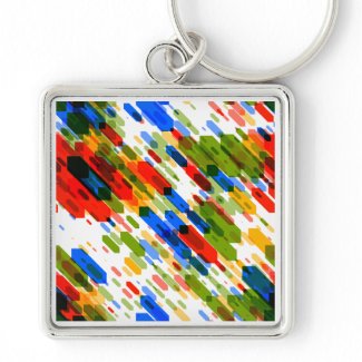 Multicolor darts on white keychain