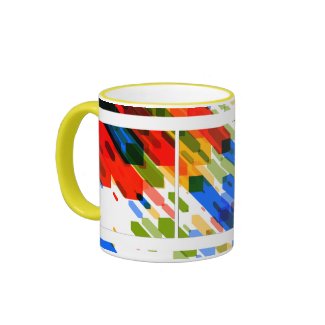 Multicolor darts on white mug