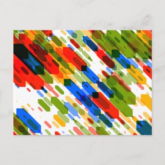 Multicolor darts on white postcard