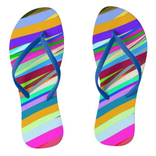 Multicolor diagonal line pattern  flip flops