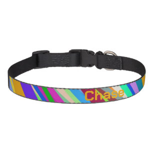 Multicolor diagonal line pattern pet collar