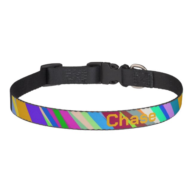 Multicolor diagonal line pattern  pet collar (Front)