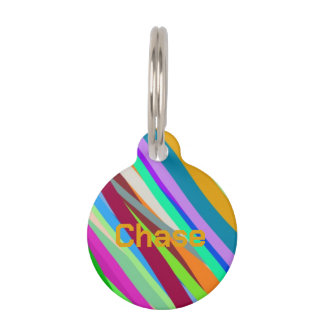 Multicolor diagonal line pattern  pet ID tag