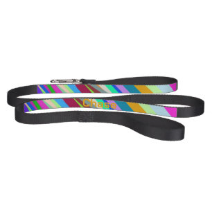 Multicolor diagonal line pattern pet leash