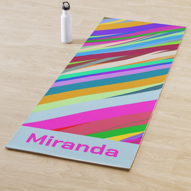 Multicolor diagonal line pattern Yoga Mat (In Situ)