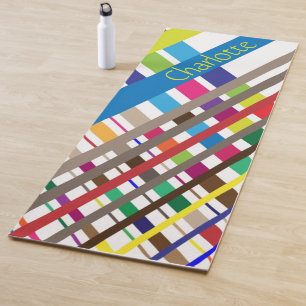 Multicolor Diagonal Lines Yoga Mat
