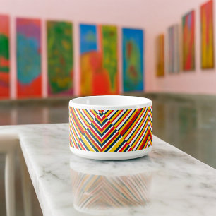 Multicolor Diagonal Stripes Bowl