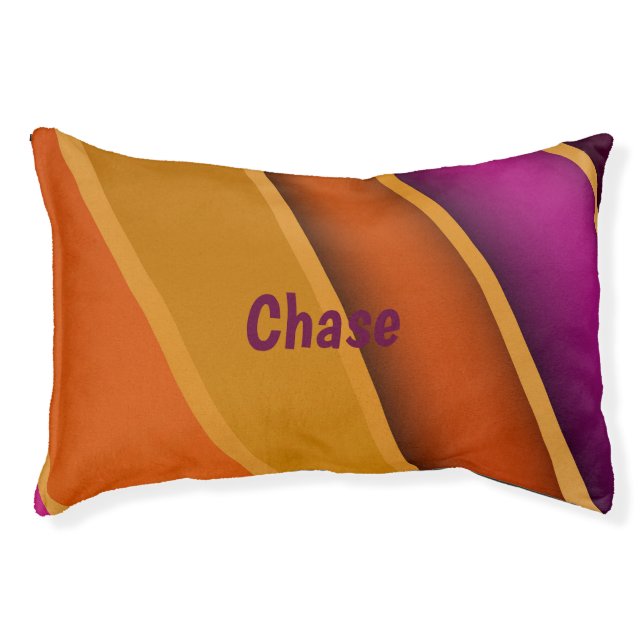Multicolor diagonal stripes Orange Purple Pet Bed (Front)