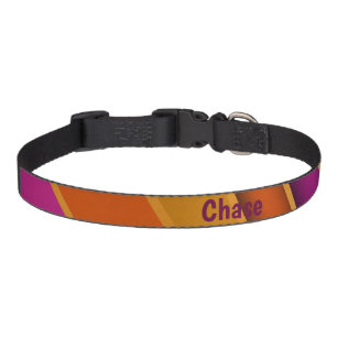 Multicolor diagonal stripes Orange Purple Pet Collar