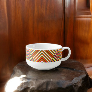 Multicolor Diagonal Stripes Soup Mug