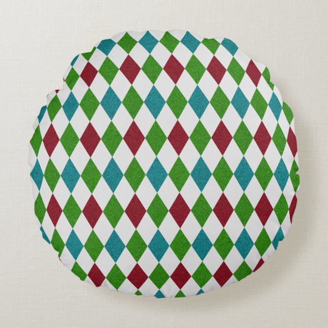 Multicolor Diamond Glitter Round Pillow (Front)