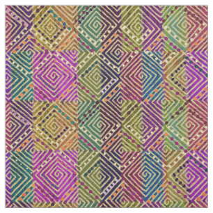 Multicolor Diamonds Patchwork Mud Cloth Style