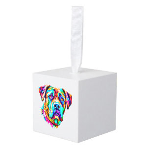 Multicolor Dog - Version 2 Cube Ornament