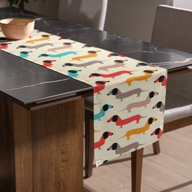 Multicolor Dogs Pattern Long Table Runner (Table runner)