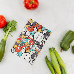 Multicolor Doodle Monster Faces Kitchen Towel