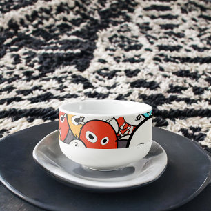 Multicolor Doodle Monster Faces Soup Mug
