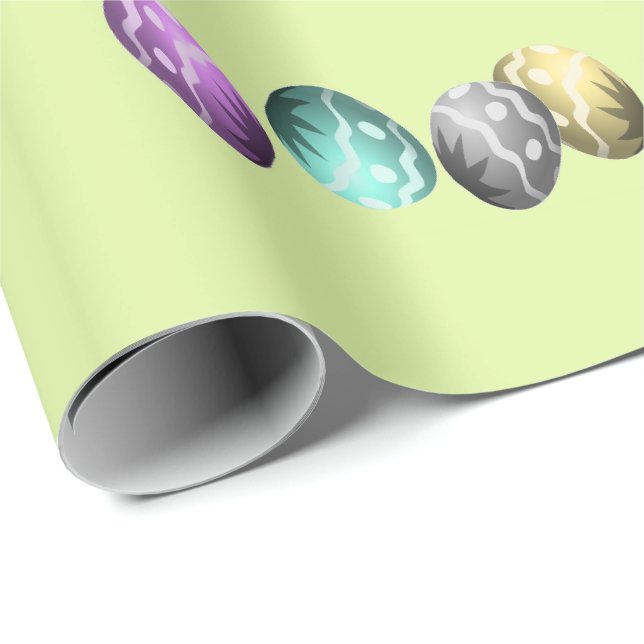 Multicolor Easter eggs on green Wrapping Paper (Roll Corner)
